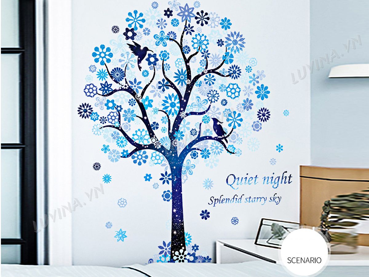 [HCM]DECAL DÁN TƯỜNG CÂY SAO TUYẾT XANH