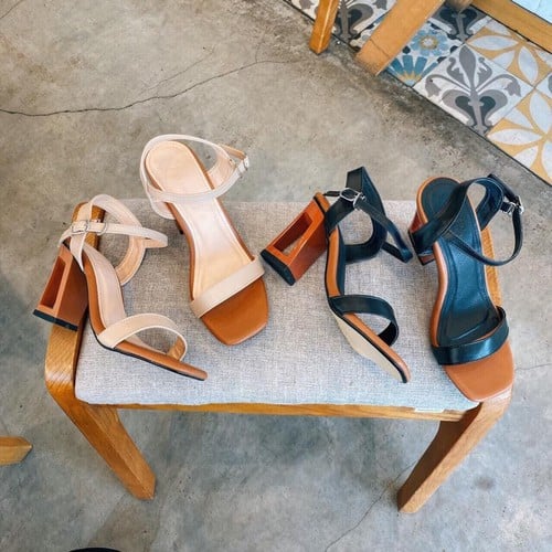 Giày cao gót 7cm, gót khoét lỗ hở mũi, size 35-40