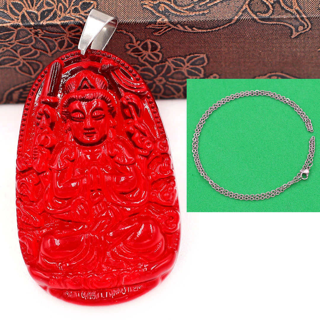 [Tuổi Tý] Mặt dây chuyền phật Thiên Thủ Thiên Nhãn pha lê đỏ 3.6cm - Phật bản mệnh tuổi Tý - Mặt size nhỏ - Tặng kèm móc inox