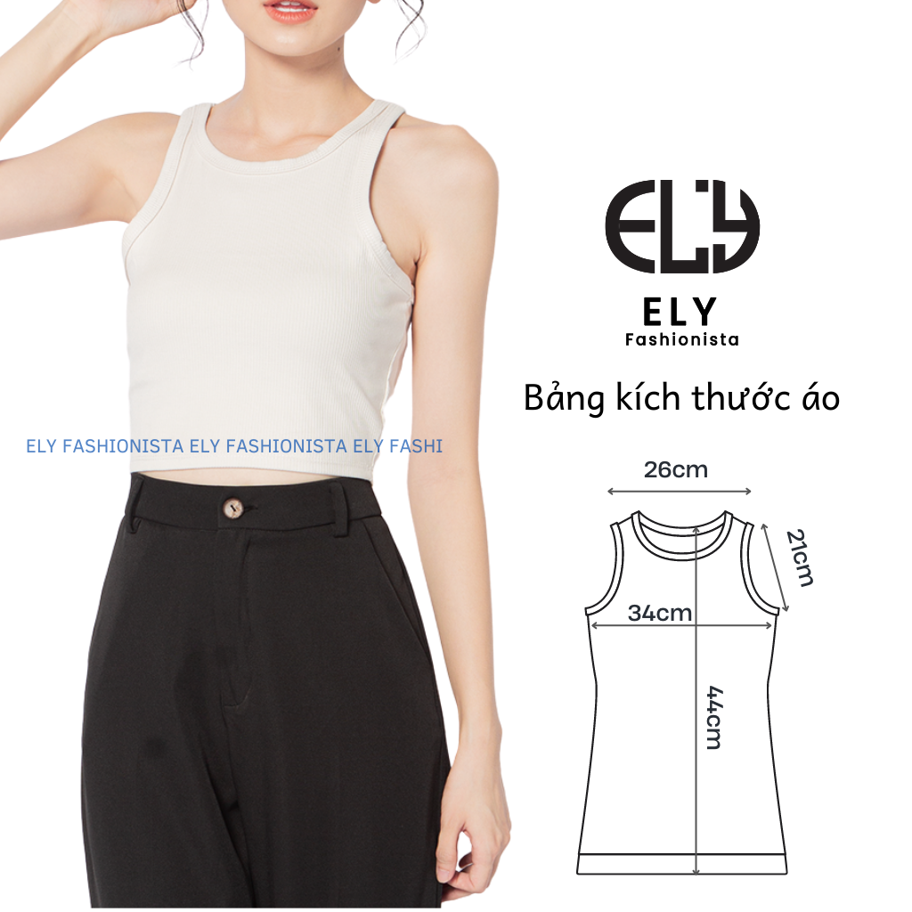 Áo Ba Lỗ Croptop Ôm Body Kiểu Dáng Basic Cộc Tay Co Giãn Tốt ELY206