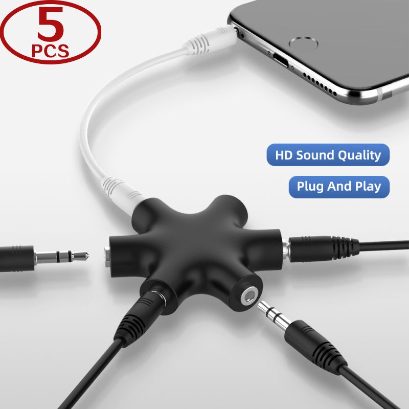 Bộ Chia Cáp Âm Thanh 6 Trong 1 3.5Mm Bộ Chuyển Đổi Chia Sẻ Giắc Cắm Tai Nghe 1 Đầu Đực Sang 5 Đầu Cái 3.5 Dành Cho Máy Tính Bảng MP3 MP4 Điện Thoại Di Động (Tối Đa 5 Đầu Ra Âm Thanh)