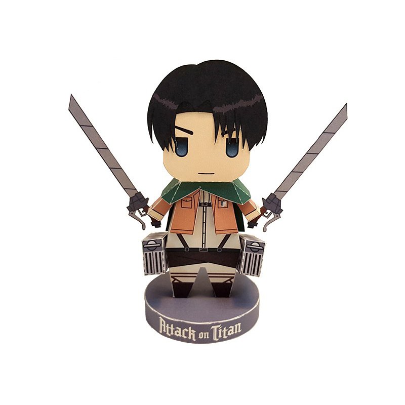Mô hình giấy in hình attack on titan levi eren đại chiến titan papercraft anime chibi trưng bày