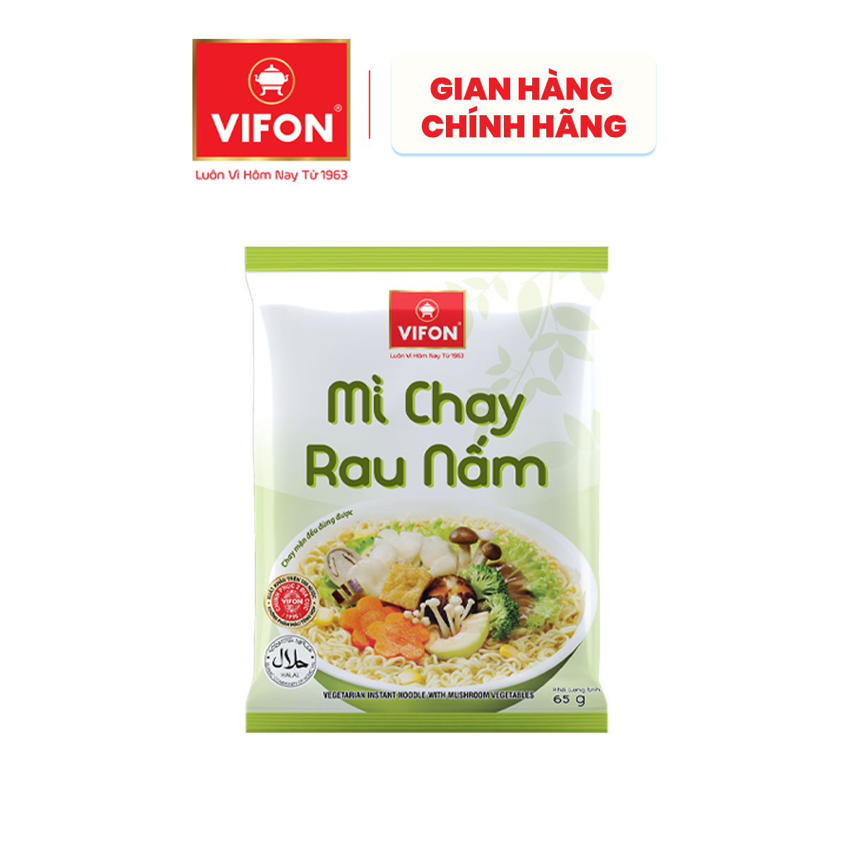 [VOUCHER 20%, LAZCOIN 10%] Thùng 30 gói Mì Chay Rau Nấm VIFON 65gr/Gói