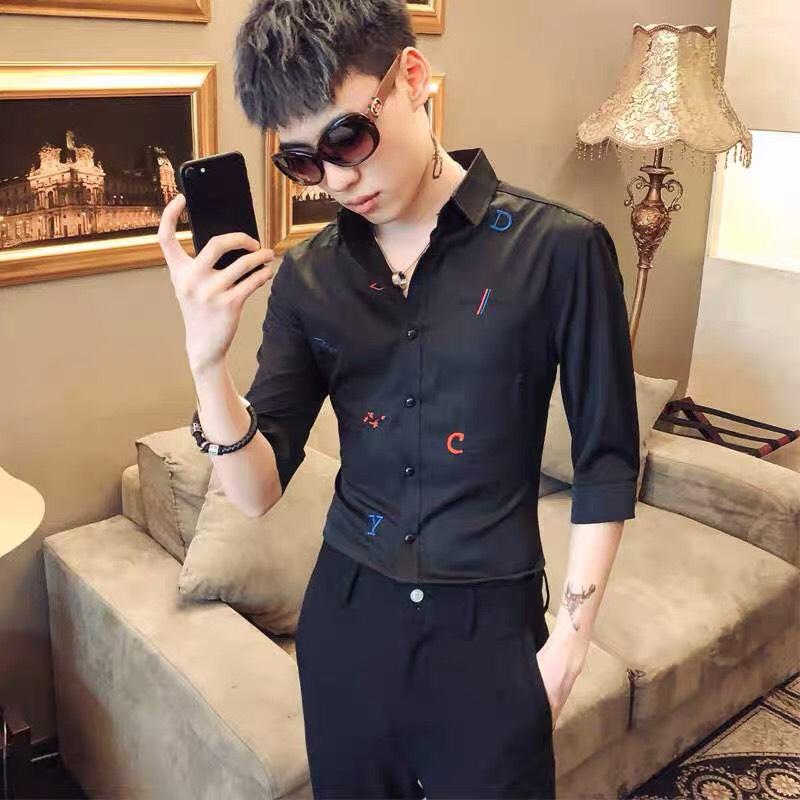 Áo Sơ Mi Nam Phối Chữ Thêu ĐM33