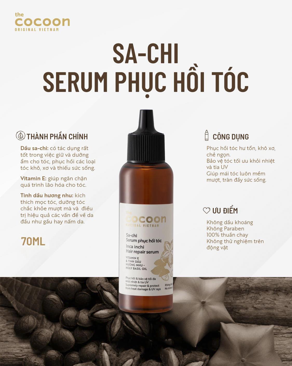 Sachi serum phục hồi tóc COCOON (Ince inchi Hair repair serum) 70ml