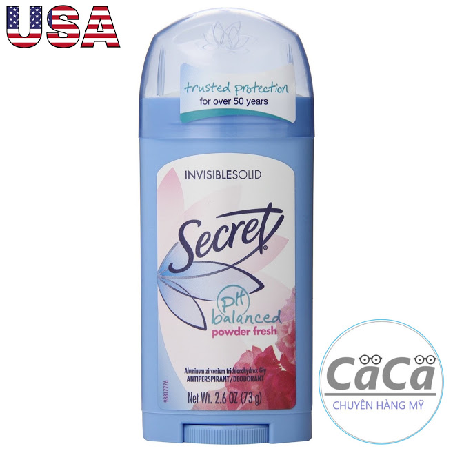 [USA] Lăn sáp khử mùi nữ Secret Powder Fresh 73g Invisible Solid - Mỹ