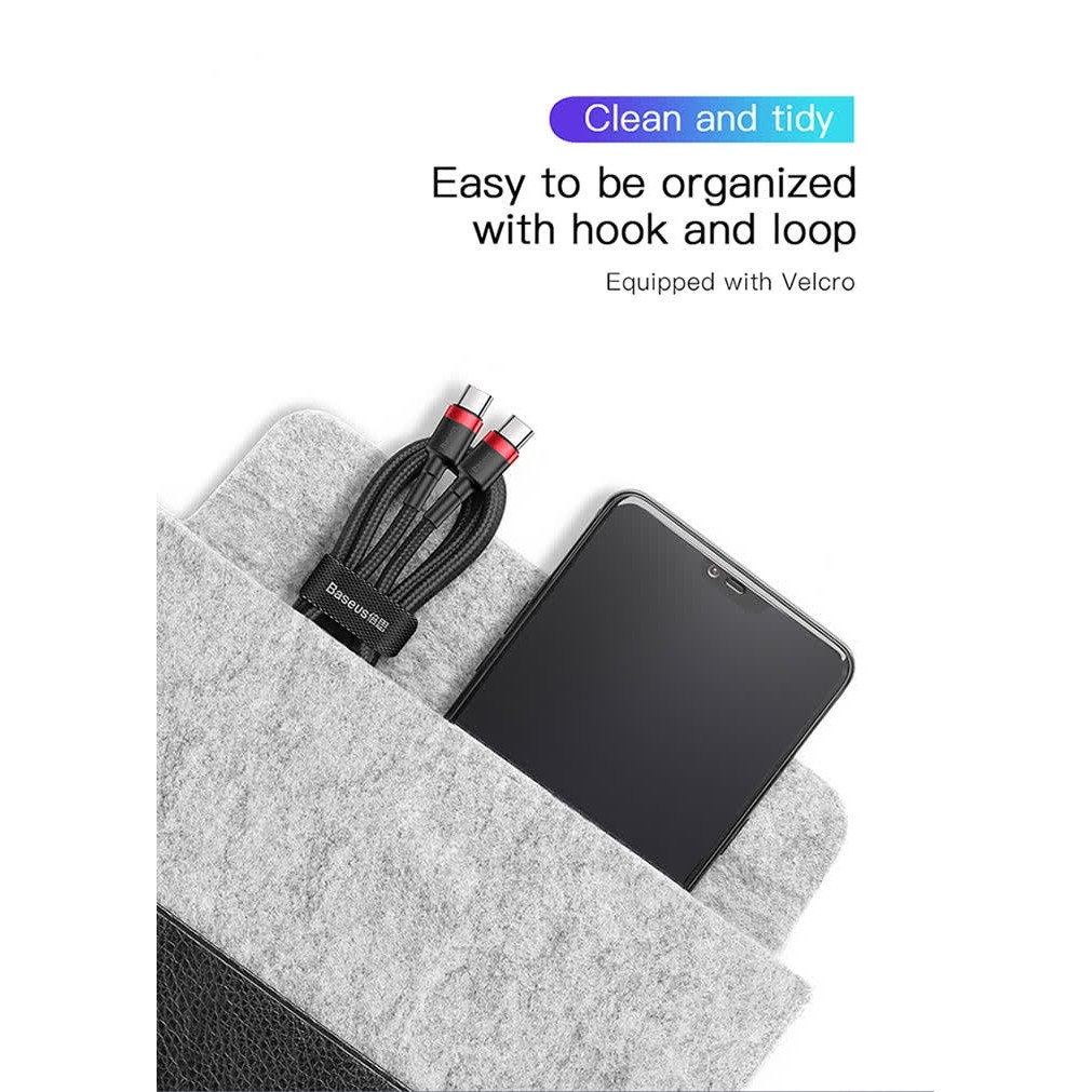 Cáp sạc nhanh Baseus Cafule C to C PD cho Smartphone/ Tablet / Type C (3A, 60W, Power Delivery, QC3.0)