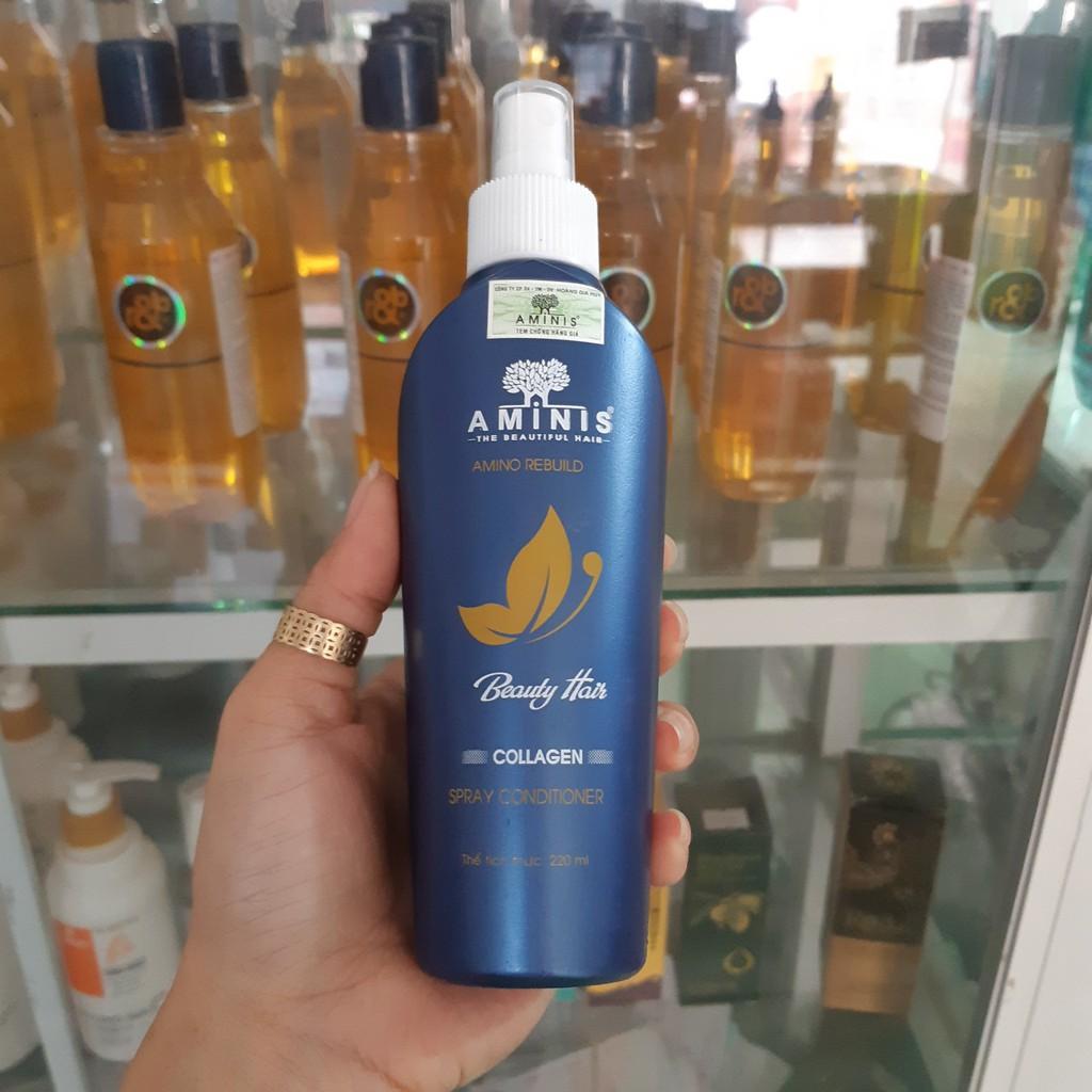 [CHÍNH HÃNG] Xịt dưỡng phục hồi tóc aminis collagen 220ml