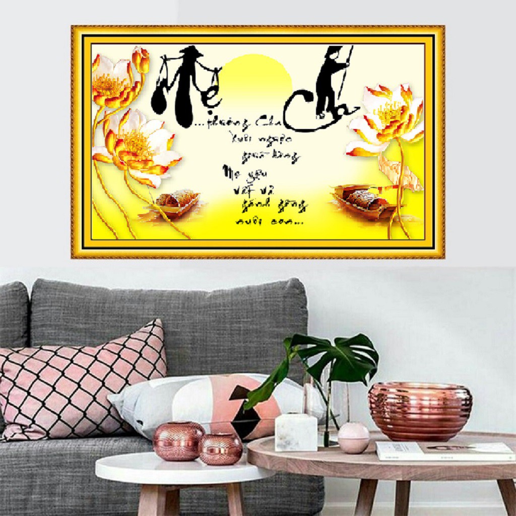 Tranh đính đá 5D - Cha Mẹ 39 - (TỰ ĐÍNH ĐÁ)