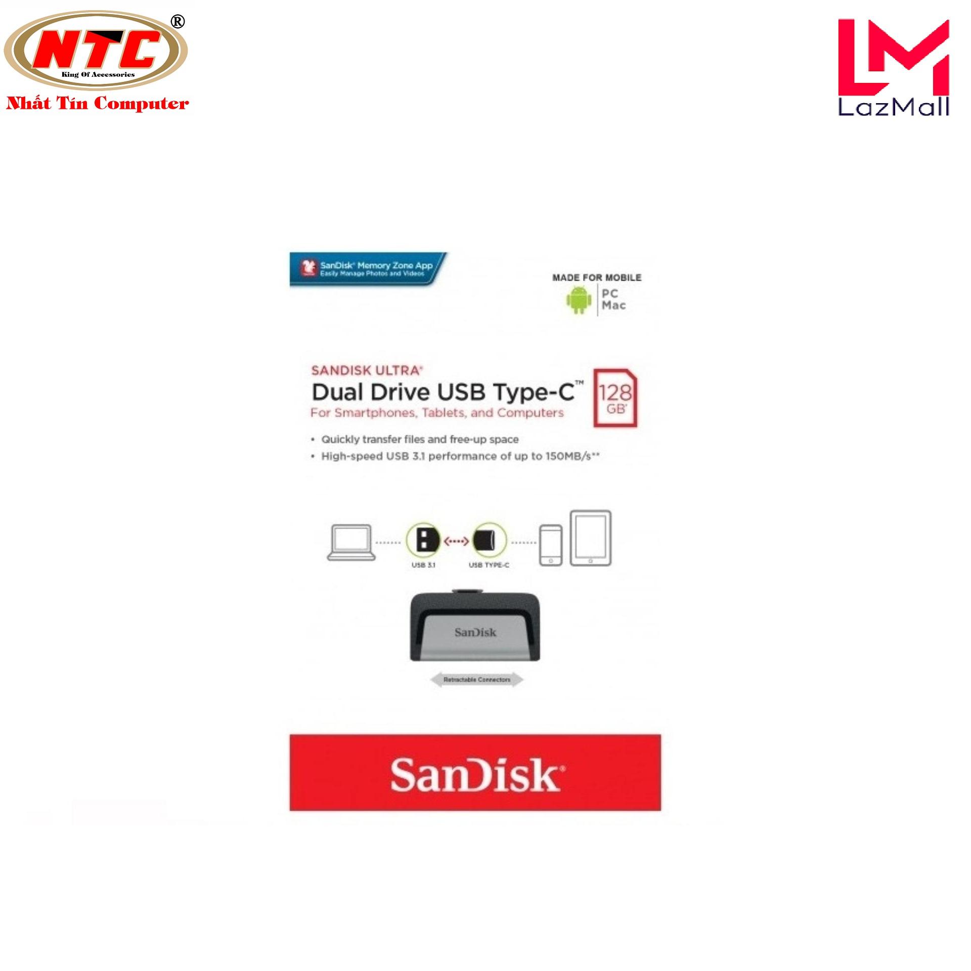 USB OTG Sandisk Ultra Dual Type-C 3.1 128GB 150MB/s (Bạc) - Nhat Tin Authorised Store