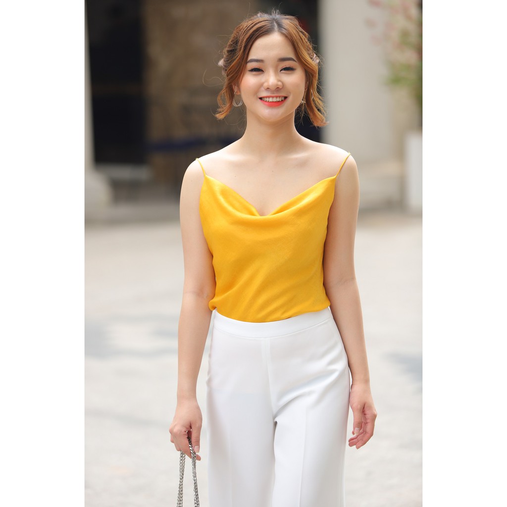 Áo 2 dây cổ đổ sang chảnh, chất lụa satin đẹp
