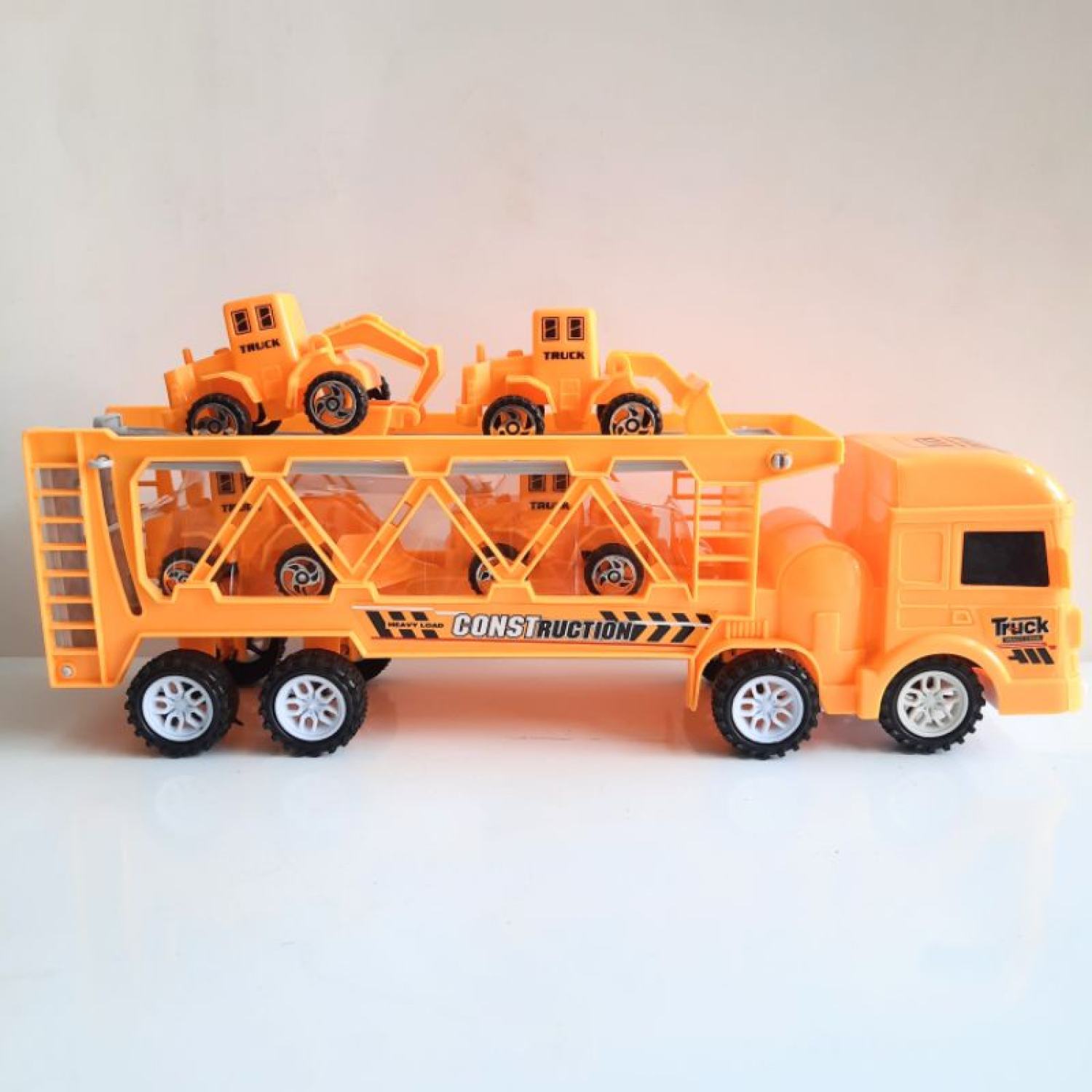 HỘP XE CONTAINER CHỞ 4 XE CÔNG TRƯỜNG VÀNG VÀ XANH (Mô hình)