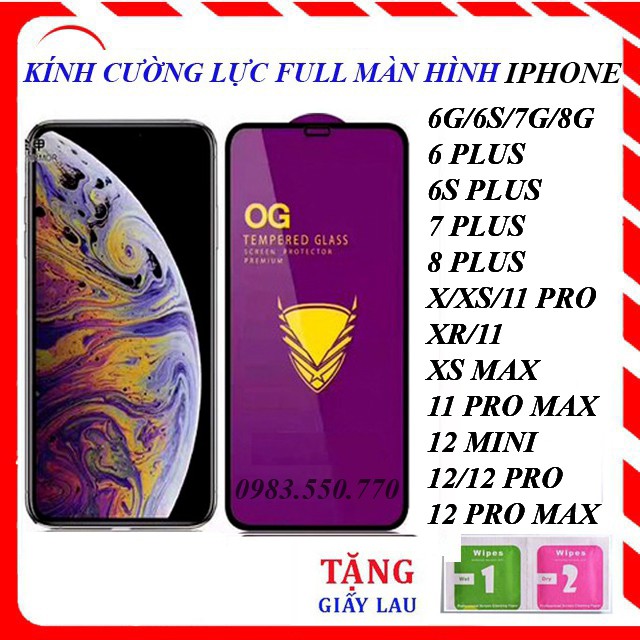 Kính cường lực og full màn iphone 6g/ 6s / 7g / 8g