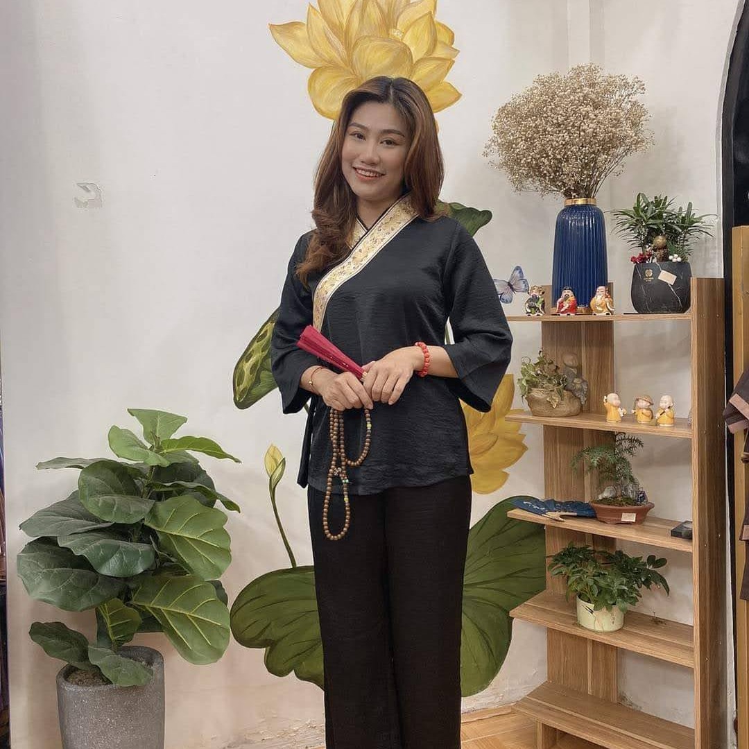 [HCM]Đồ lam đi chùa nữ đồ  đi chùa mẫu xéo nơ lụa