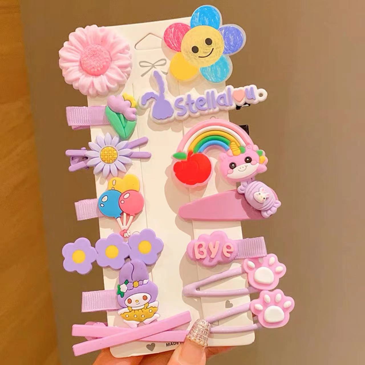 Set 8-10 Kẹp Tóc Hình Quả Dâu Tây hoa nơ Dễ Thương Cho Bé Gái