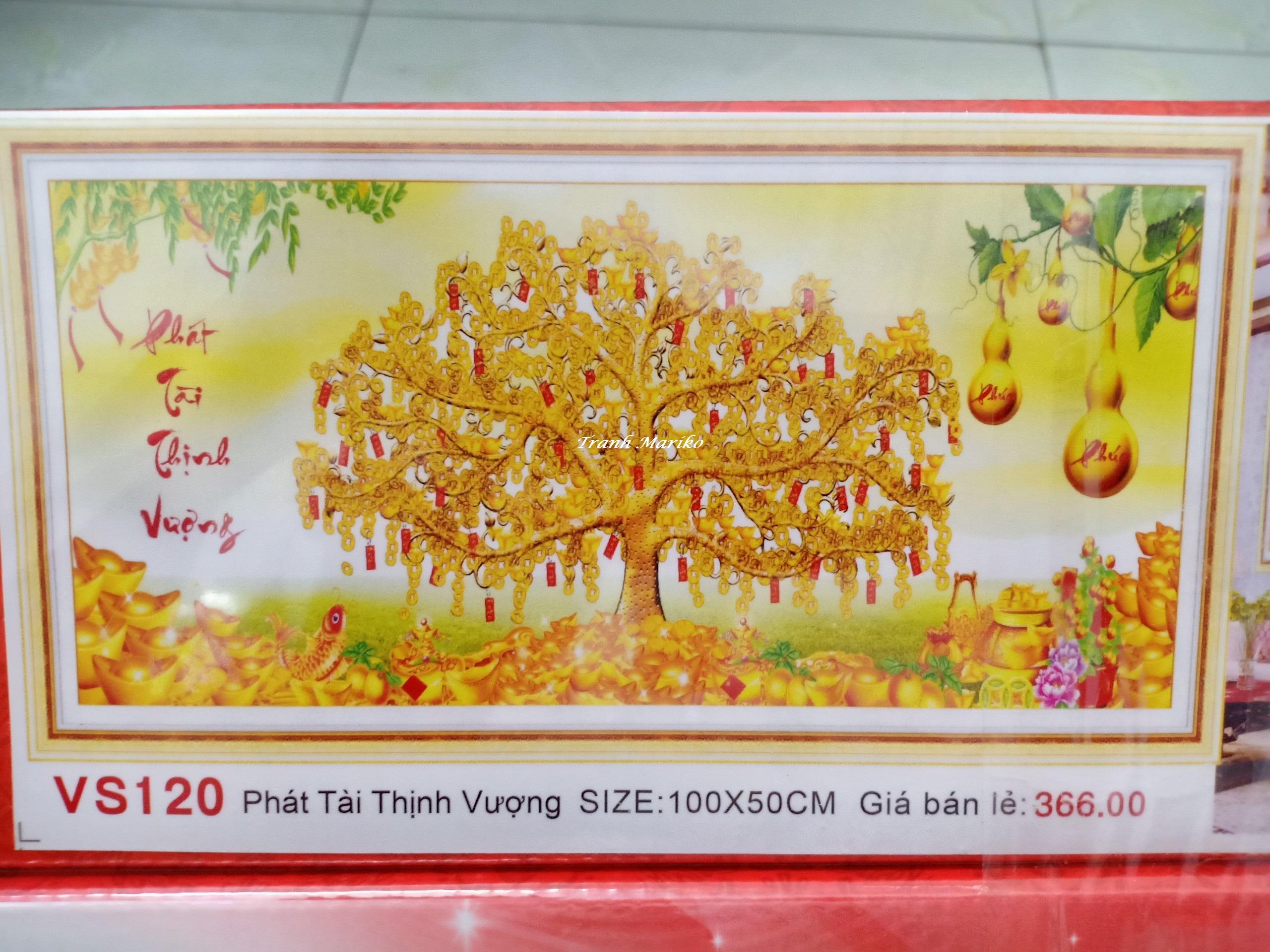 [HCM]Tranh đính đá Phát Tài Thịnh Vượng kích thước nhỏ ✅100×50 cm -️ VS120 Tranh Mariko
