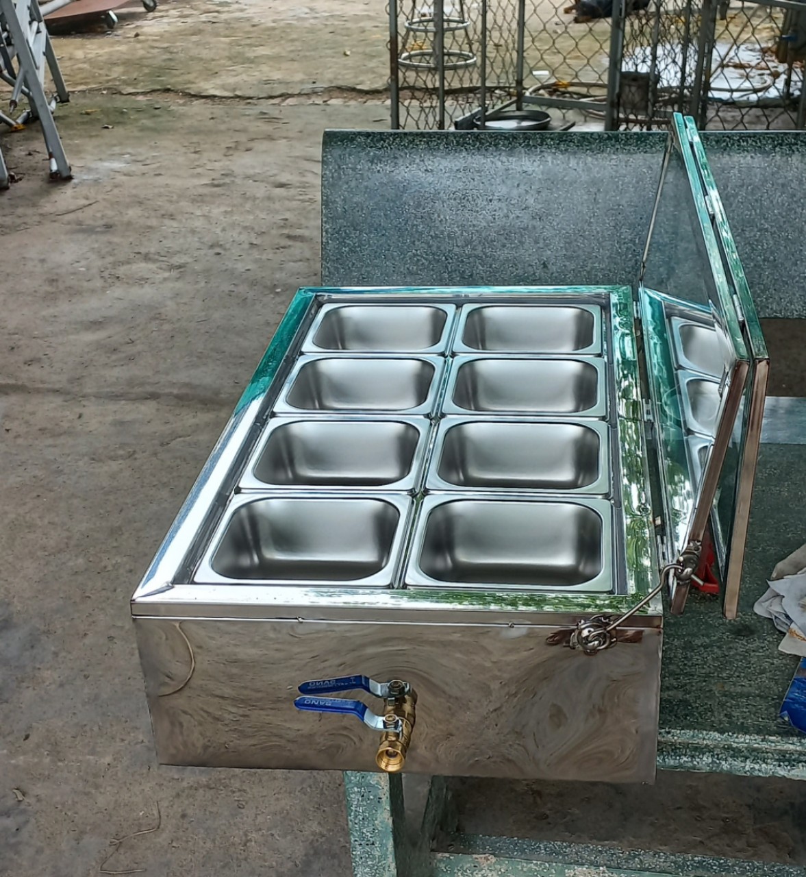 Thùng đá inox 3 lớp 7-8-9-10-11-12 khây inox, nắp mica trong suốt, giữ lạnh topping trà sữa, thực phẩm