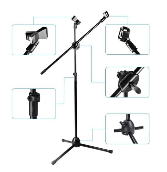 Chân míc đế micro đứng hát Boom Stand MS-001 (Đen)