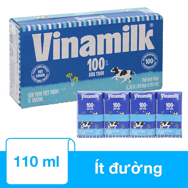 sữa vinamilk ít đường hộp 110ml