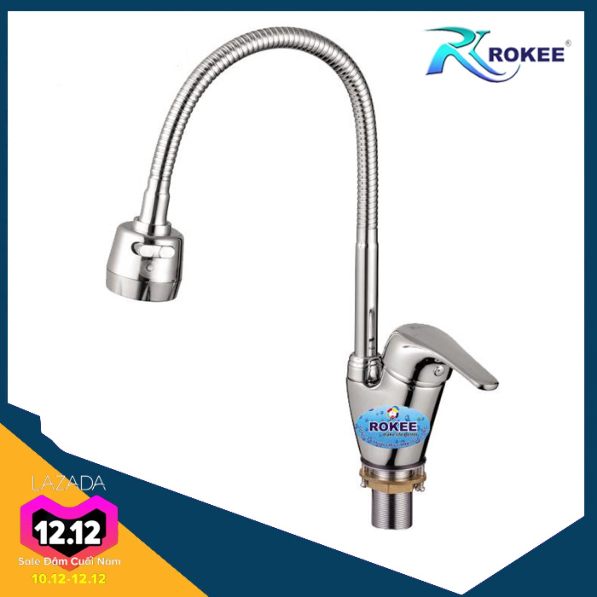 VÒI RỬA CHÉN NÓNG LẠNH ROKEE DL105 (Trắng bạc)