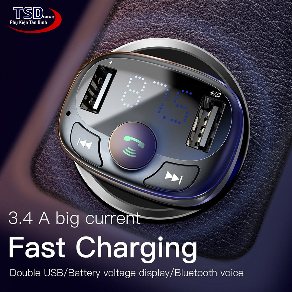 [HCM]Củ Sạc Xe Hơi Đa Năng Baseus S-09A (3.4A Dual USB PortBluetooth MP3 TF Card/FM)