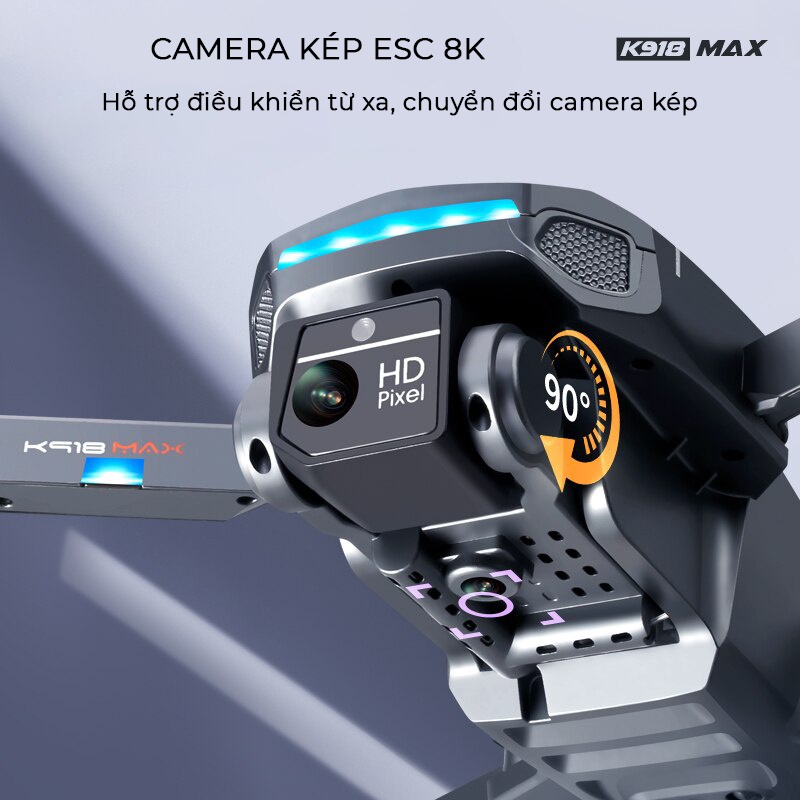 Fly cam giá rẻ K918 Max G.P.S - Máy Bay Điều Khiển Từ Xa 4 Cánh - Flaycam - Máy Bay Flycam - Lai Cam Điều Khiển Từ Xa - Playcam - Fly camera 4k - Play camera chất hơn s91, sjrc f11s 4k pro, mavic 3 pro, drone p8, k101 max