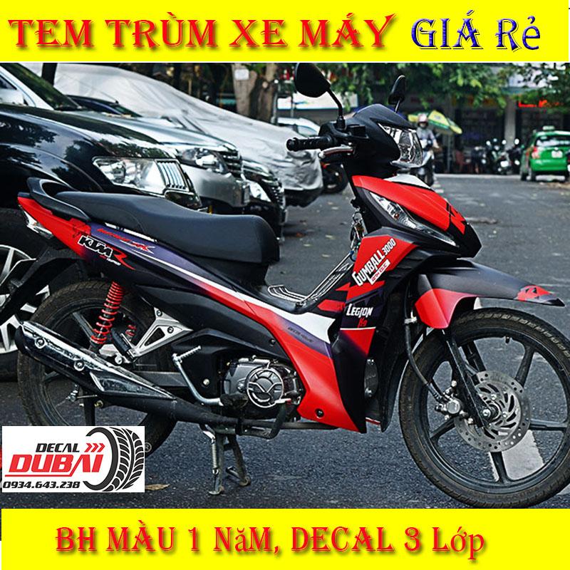 Tem Xe Wave RSX Đen Đỏ Nhám KTM