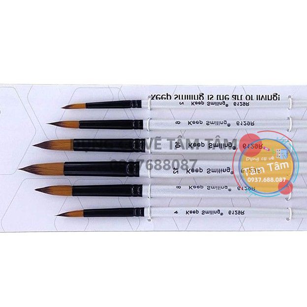 -Bộ cọ thân trắng Keep smiling 6129 (bộ 6 cây)-