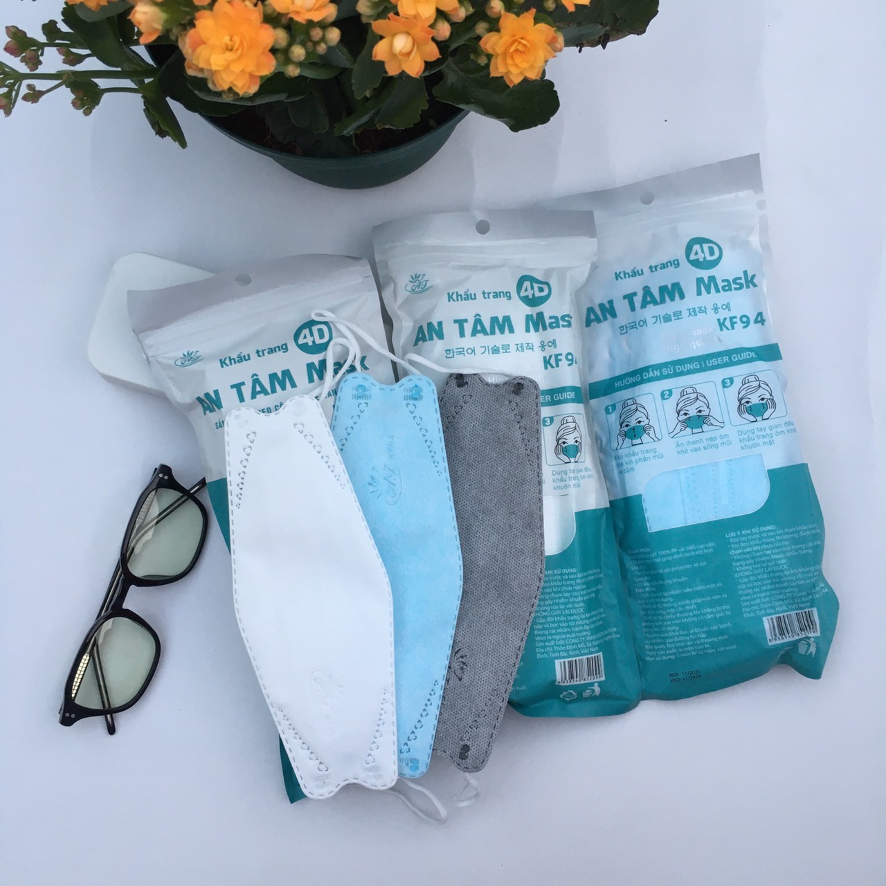 Combo 5 bịch (50 cái) Khẩu Trang 4D KF94 Hàn Quốc