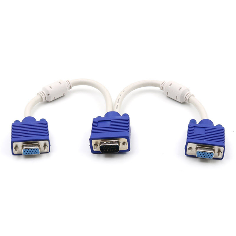 Cáp chia VGA 1 cổng ra 2 cổng (Trắng - Xanh)