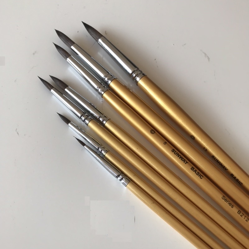 Cọ Đầu Nhọn Sunway Basic B212 (Cọ Lẻ),lông sói vẽ màu nước,acrylic