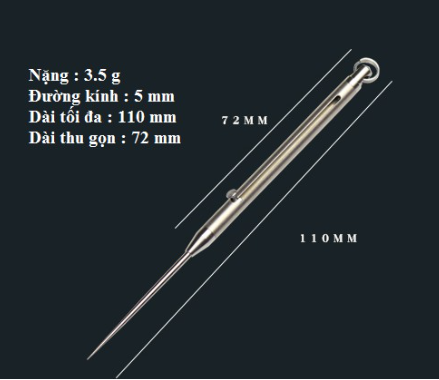 Tăm ống titanium Tacray móc khóa cơ chế bolt