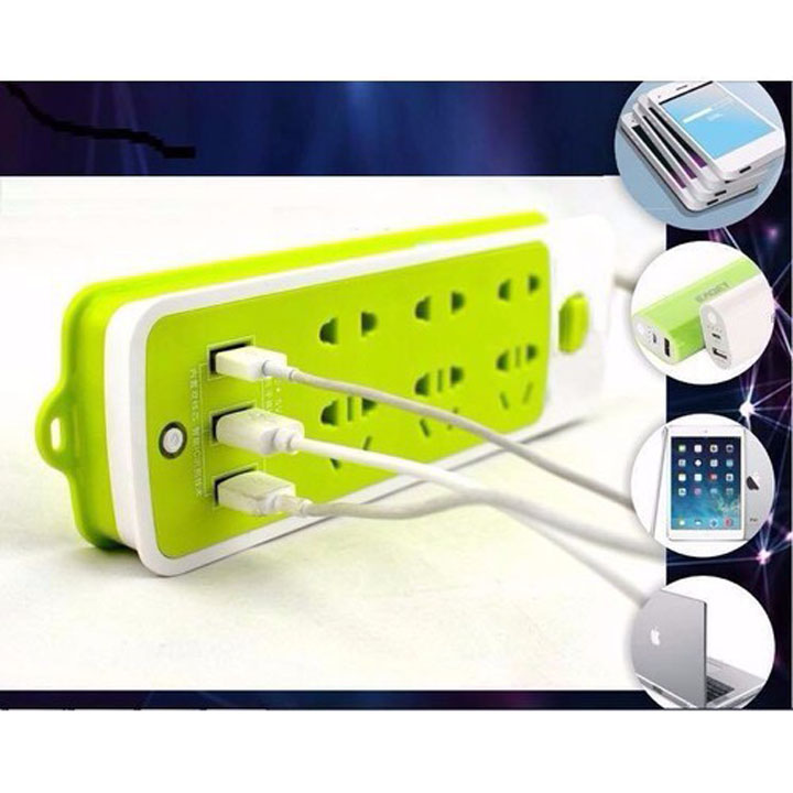 Ổ cắm điện đa năng 6 phích 3 cổng usb
