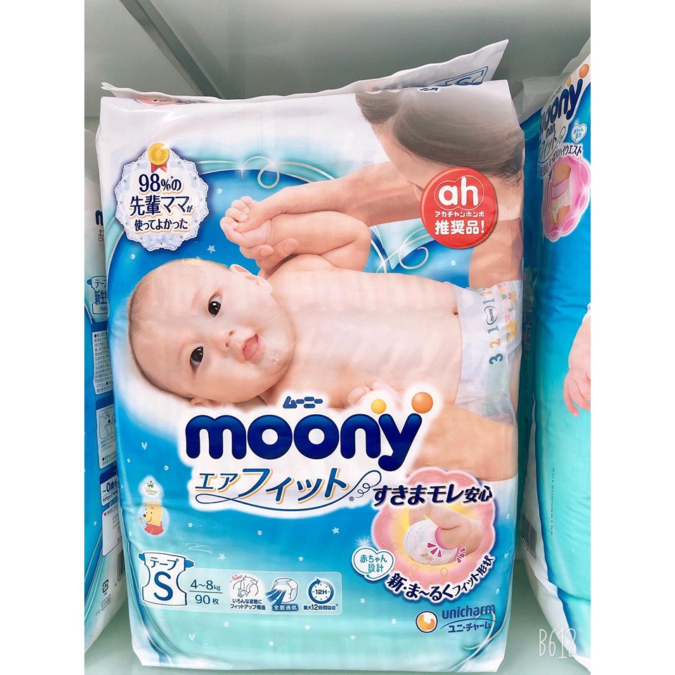 [CỘNG MIẾNG] Tã dán Moony nội địa Nhật Nb96/S90/M68/L58