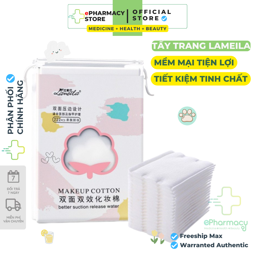 Bông Tẩy Trang Lameila 222 (HỒNG) Makeup Remove cotton pad bông tự nhiên ePharmacy