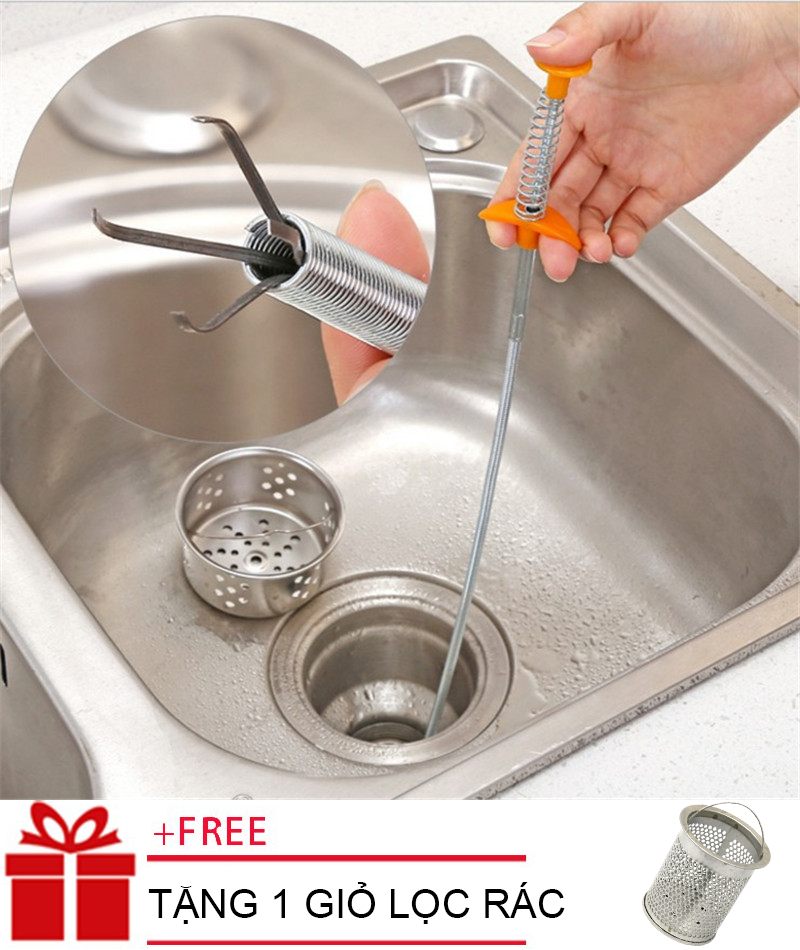 ( TẶNG 1 GIỎ LỌC RÁC INOX ) day thong tac cong thong minh, Cây Gắp Rác Thông Minh giá rẻ, thiết bị thông cống chuyên dụng thiết kế nhỏ gọn