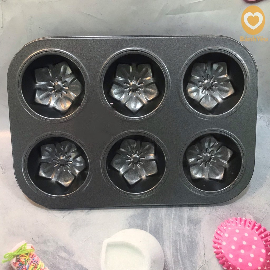 Khuôn Cupcake 6 lỗ Hoa Mai