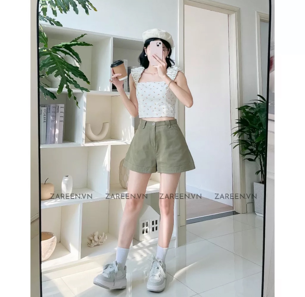 Quần short nữ ống rộng chất kaki siêu hack dáng - 247StoreFashion - Quan6916