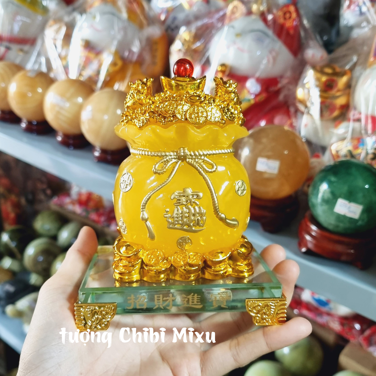Túi tiền kim bảo phong thủy 14cm Tấn Tài Tấn Lộc