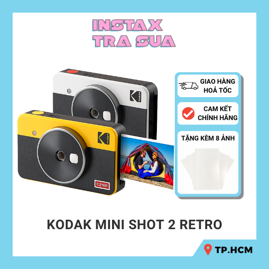 [HCM] Máy chụp ảnh lấy ảnh ngay Kodak Mini Shot 2 Retro C210R - Hàng chính hãng - Bảo hành 1 năm - Tặng kèm 8 tấm ảnh