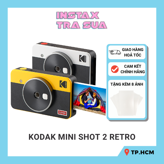 Máy chụp ảnh lấy ảnh ngay Kodak Mini Shot 2 Retro C210R - Hàng chính hãng - Bảo hành 1 năm - Tặng kèm 8 tấm ảnh