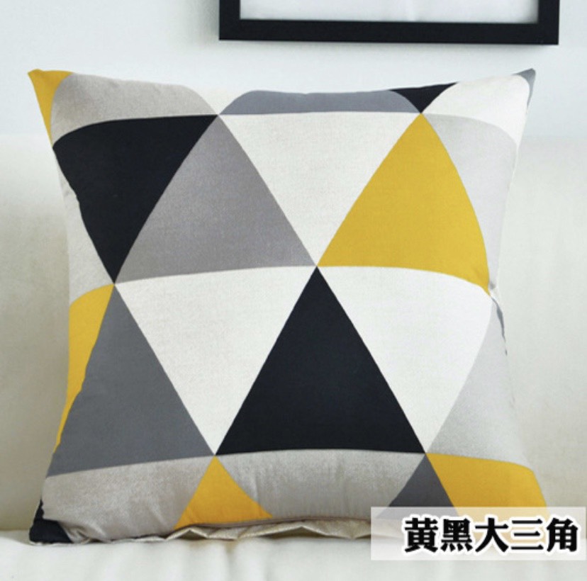 Gối tựa lưng gối trang trí gối sofa vải cotton họa tiết đen vàng sbk084