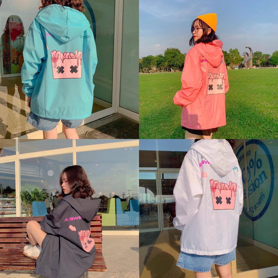 Áo khoác dù BANAWA Jacket Wet  [ Đen - Trắng - Hồng - Tím ]