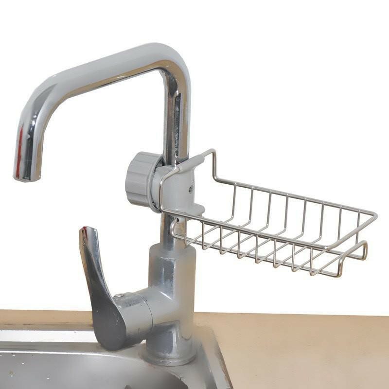 Giá inox gắn vòi rửa chén đựng đồ rửa bát, khay inox gắn vòi nước.