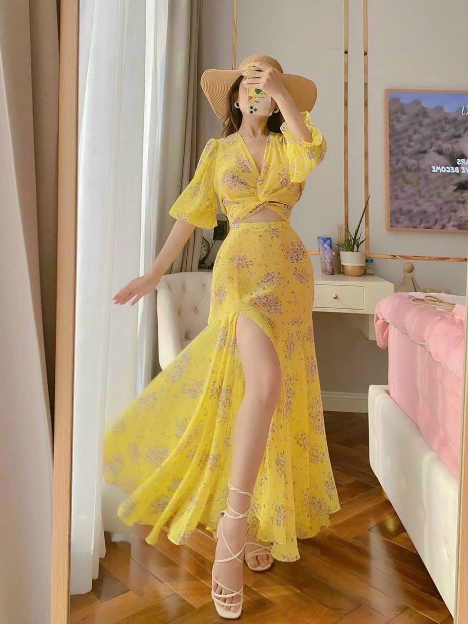 Váy maxi hở lưng đuôi cá công chúa cổ tích Boho style Vintage đi biển hè -  Đầm, váy nữ | ThờiTrangNữ.vn