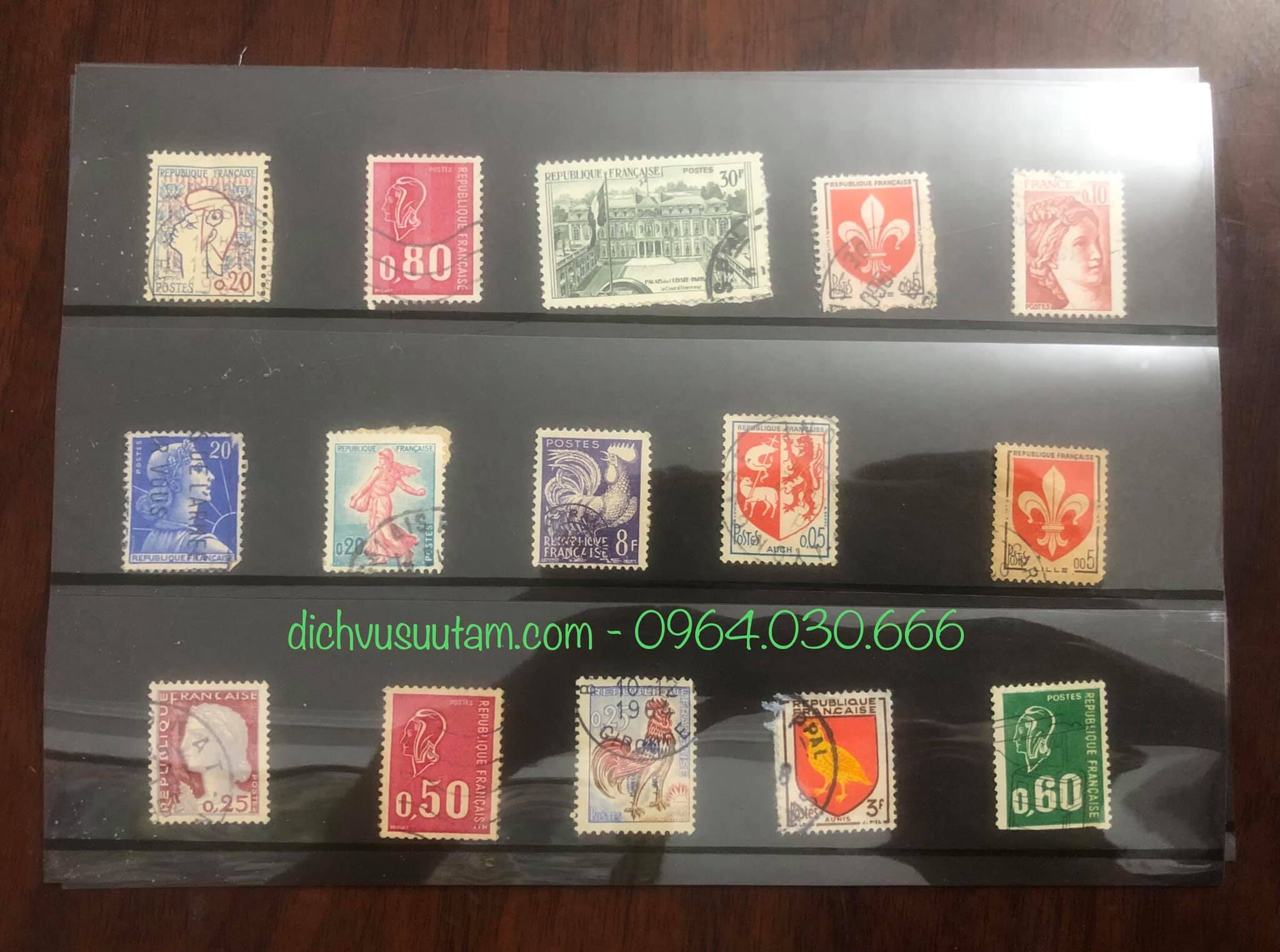 Bìa tem cổ của Pháp 15 con khác nhau