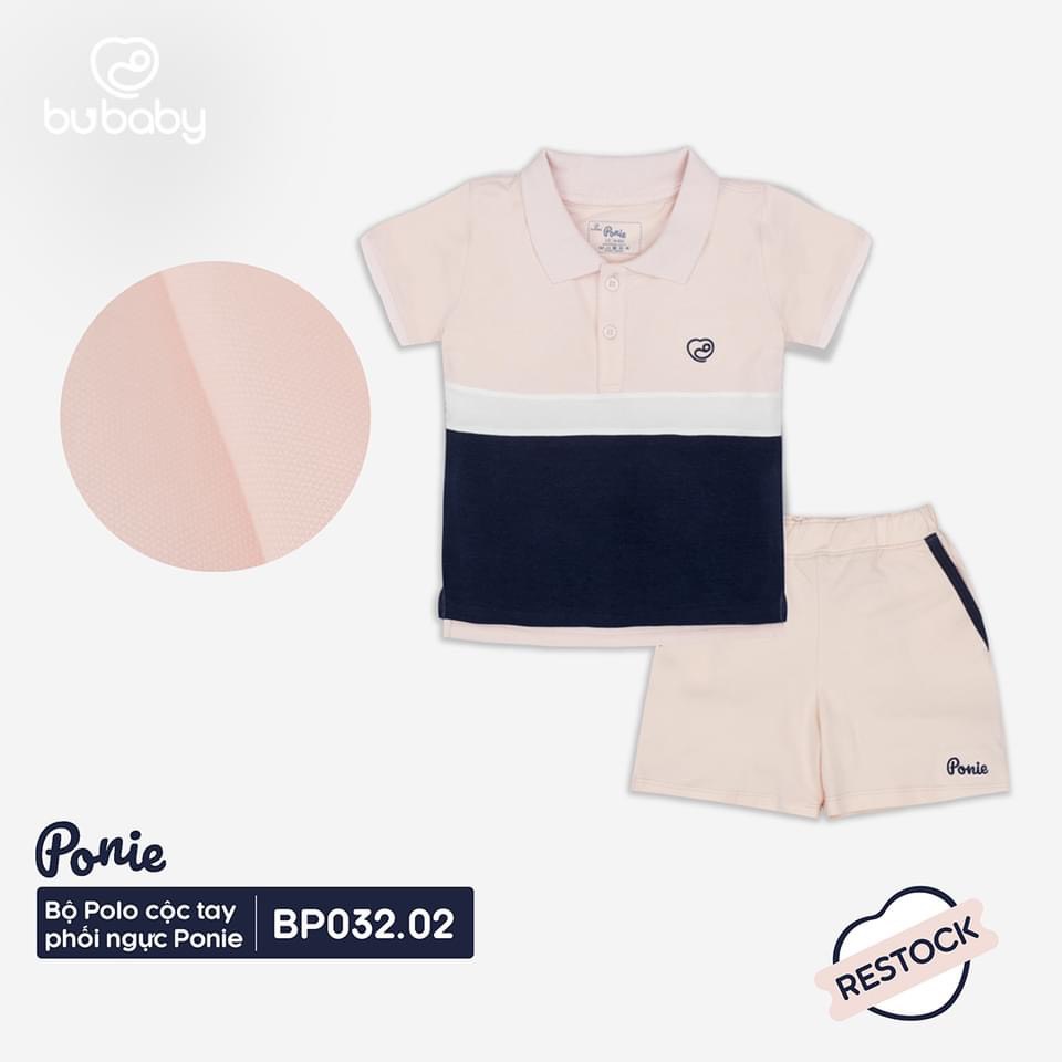 Bộ cộc tay kẻ Polo Bu, Bubaby 6m - 4Y