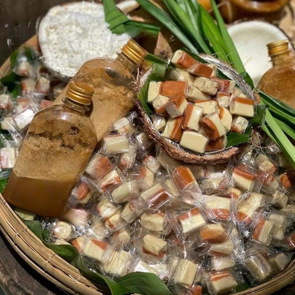 (Freeship) 1kg Kẹo dừa sáp cà phê muối Bến Tre