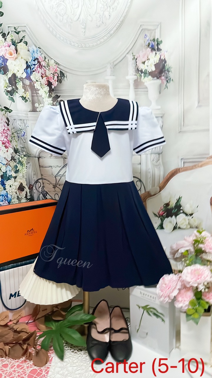Đầm học sinh - Vải kate lụa - Danangsale