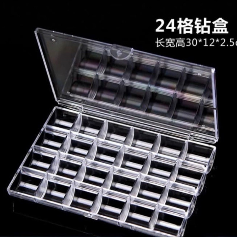 Khay đựng đá 24 ô mica đựng charm đá,phụ kiện trang trí móng